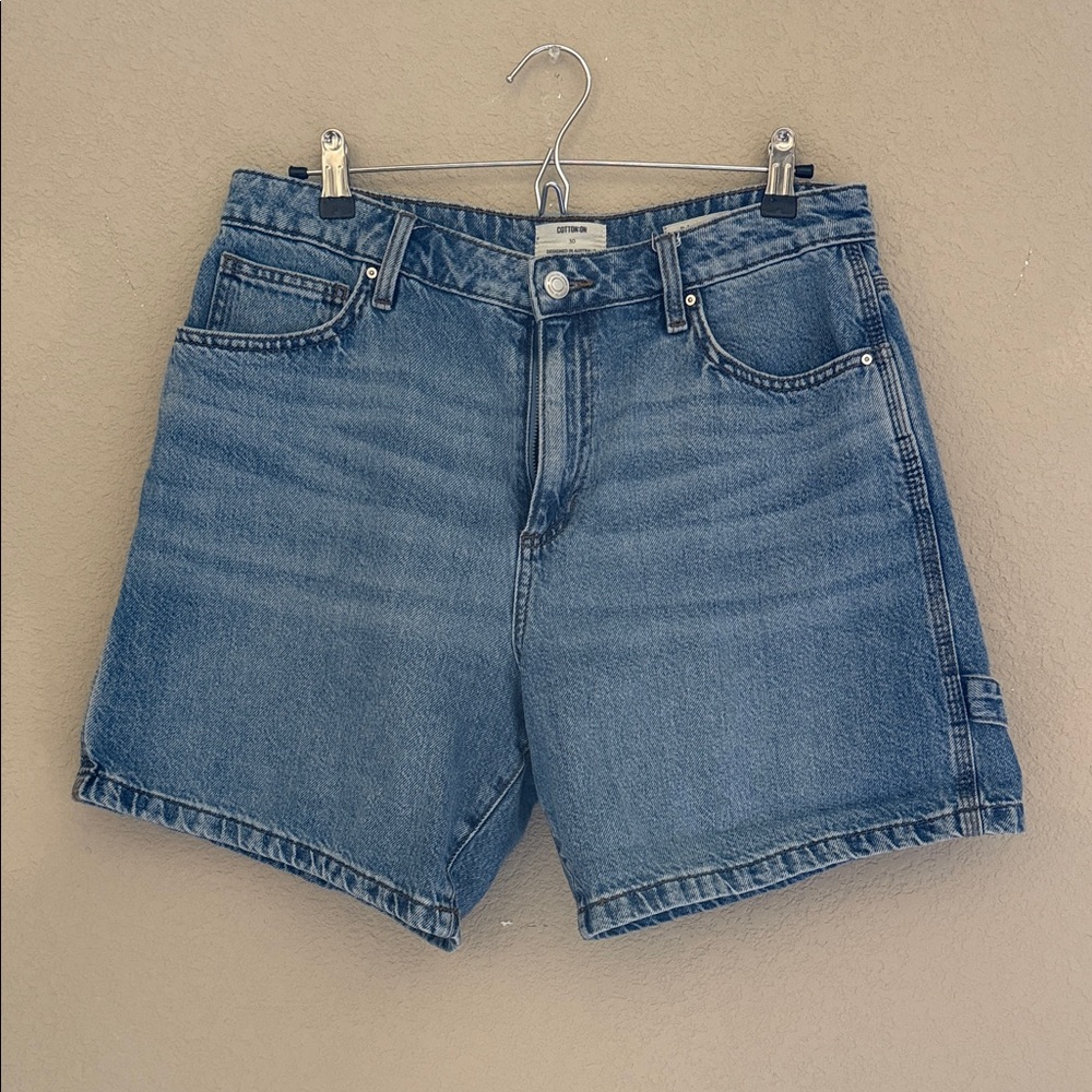 Cotton On Women's High Waist Relaxed Denim  Cargo Shorts - Blue